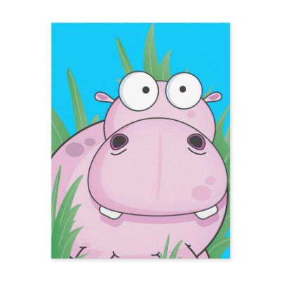 Hippo Post Card by bartonleclaydesign