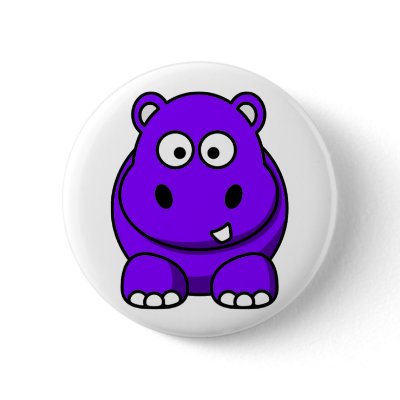 Hippo Purple Pinback Button by OnlyFunStuff