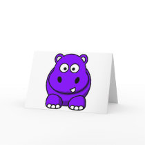 Hippo Purple Greeting Cards