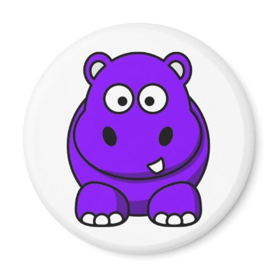 Hippo Purple Magnet by OnlyFunStuff