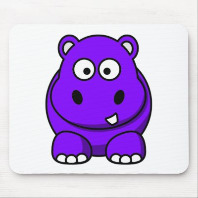 Hippo Purple Mousepads by OnlyFunStuff