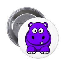 Hippo Purple Pinback Button