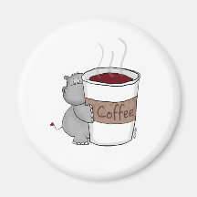 Hippo with Coffee Fridge Magnet
