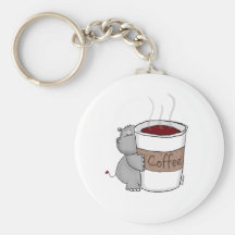 Hippo with Coffee Key Chain