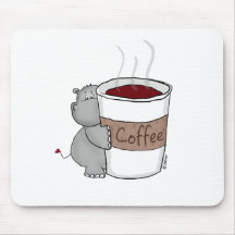 Hippo with Coffee Mousepads