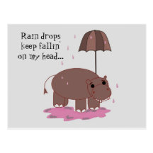 Hippo with Umbrella Post Card
