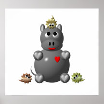 Hippopotame mignon avec des hamsters ! affiche