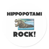 Hippopotami Rock Round Stickers