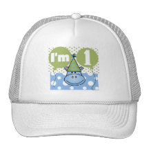 Hippopotamus 1st Birthday Tshirts and Gifts Mesh Hats