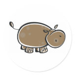 Hippopotamus Round Sticker