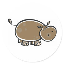 Hippopotamus Round Sticker