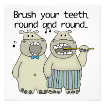 Hippos Brush Your Teeth Custom Announcements