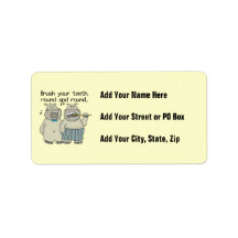 Hippos Brush Your Teeth Personalized Address Labels