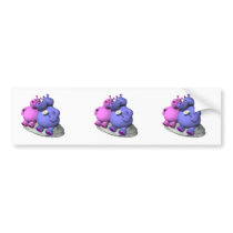 hippos in love bumper sticker