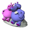 hippos in love photo sculptures