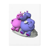 hippos in love postcards