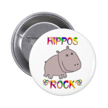 Hippos Rock Pinback Button