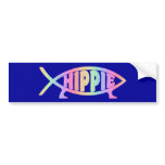 Hippy fish Rainbow Bumper Stickers