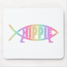 Hippy fish Rainbow Mouse Pads