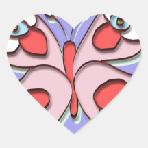 Hippy Fly Butterfly Heart Stickers