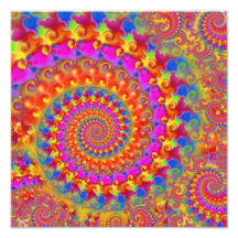 Hippy Fractal Pattern Pink Turquoise & Yellow Art Photo