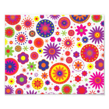Hippy Rainbow Flowers Photographic Print