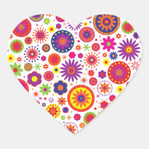 Hippy Rainbow Flowers Sticker