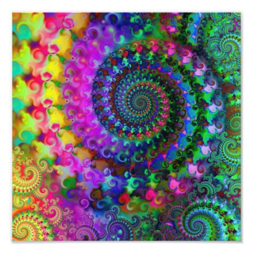Hippy Rainbow Fractal Pattern Poster Photographic Print