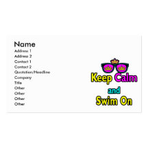 Hipster Crown Sunglasses Keep Calm And Swim On Business Card Template