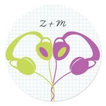 Hipster Headphones (Purple / Lime) Envelope Seal