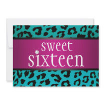 Hipster Leopard Sweet Sixteen Invitations