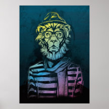 Hipster Lion Gradient Posters