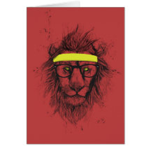 hipster lion (red) card