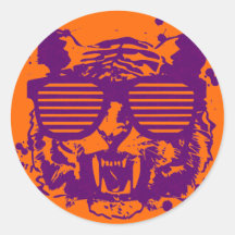 Hipster Tiger Round Stickers