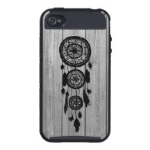 Hipster vintage black dreamcatcher on grey wood