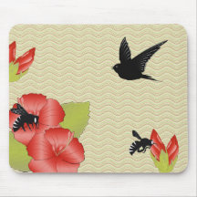 Hirondelle et ketmie Mousepad Tapis De Souris