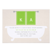 His and Hers Towels Bridal Shower {green} Custom Invitations