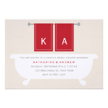 His and Hers Towels Bridal Shower {red} Personalized Invites