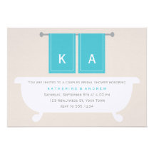 His and Hers Towels Bridal Shower {teal} Custom Announcements