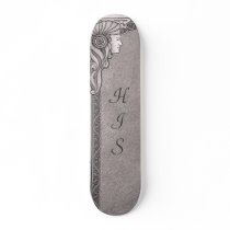His Art Nouveau Wedding Skateboard