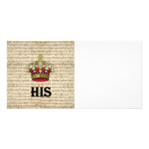 His(crown on vintage paper) photo card