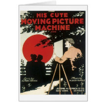 His Cute Moving Picture Machine Vintage Songbook Greeting Card