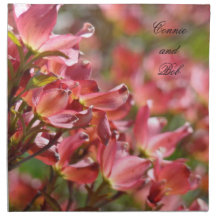 His & Her Name napkins Wedding gifts Dogwood Flora