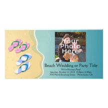 His/Hers Flip Flops on the Beach Photo Cards