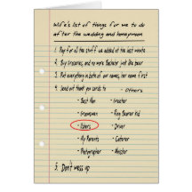 HIS LIST - Thanks ushers - FUNNY Greeting Cards