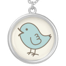 His Little Blue Love Bird Vector Art Pendant