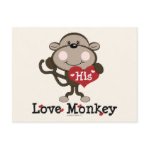 His Love Monkey Cute Valentines Day Postcard