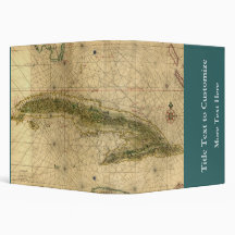 Historic 1639 Map of Cuba by Joan Vinckeboons 3 Ring Binders
