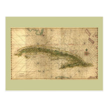 Historic 1639 Map of Cuba by Joan Vinckeboons Post Cards