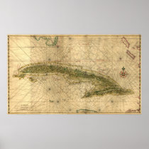 Historic 1639 Map of Cuba by Joan Vinckeboons